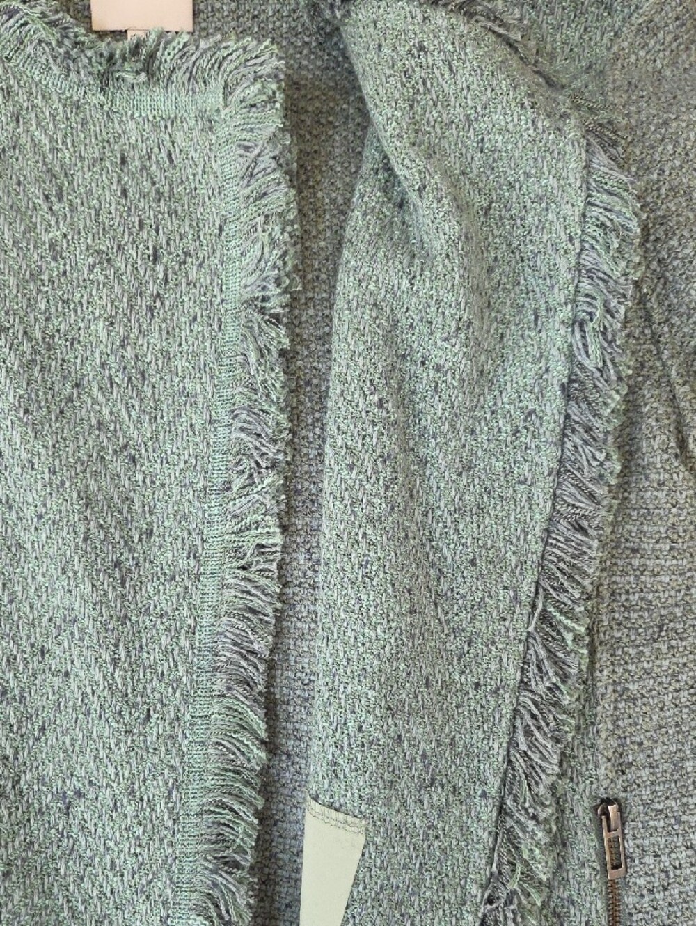 NIC+ZOE Soft Green-Blue Fringe Mix Knit Jacket - Picture 6 of 8